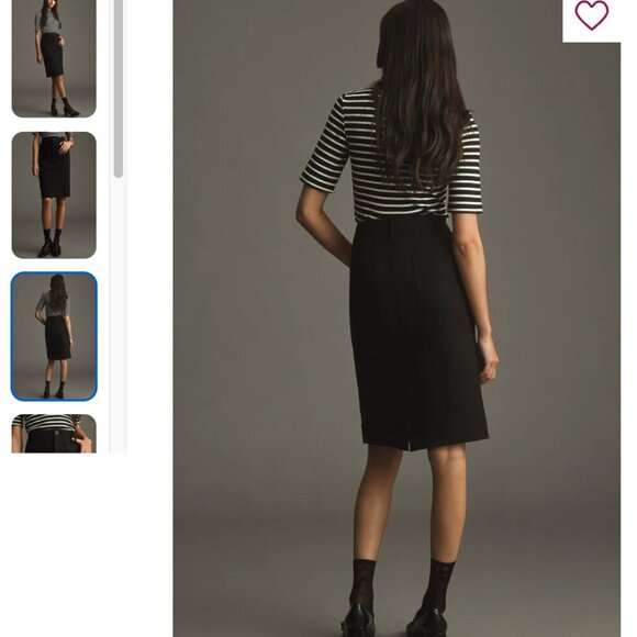 Anthropologie Maeve Black Colette Pencil Skirt Stretch Ponte Knit XS Career Twee - Picture 2 of 10